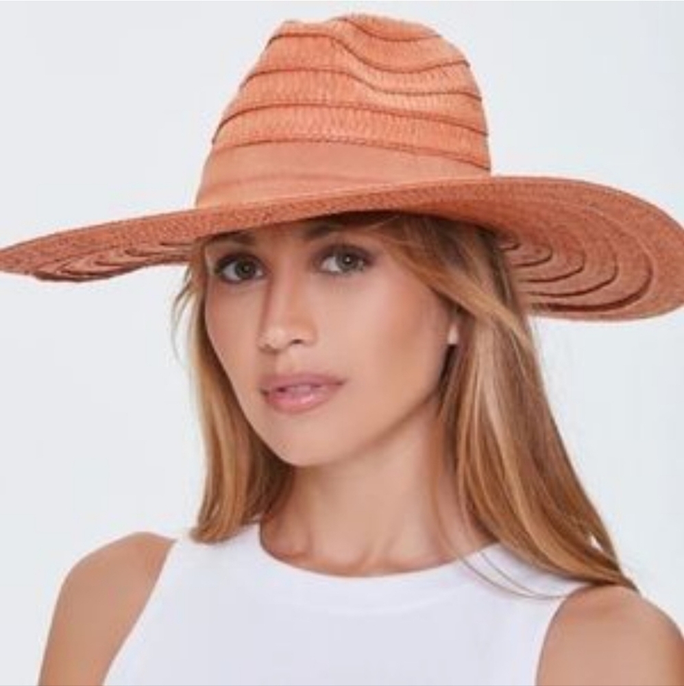 Forever 21 Faux Straw Panama Hat - Orange - Rust Color - Small/Medium